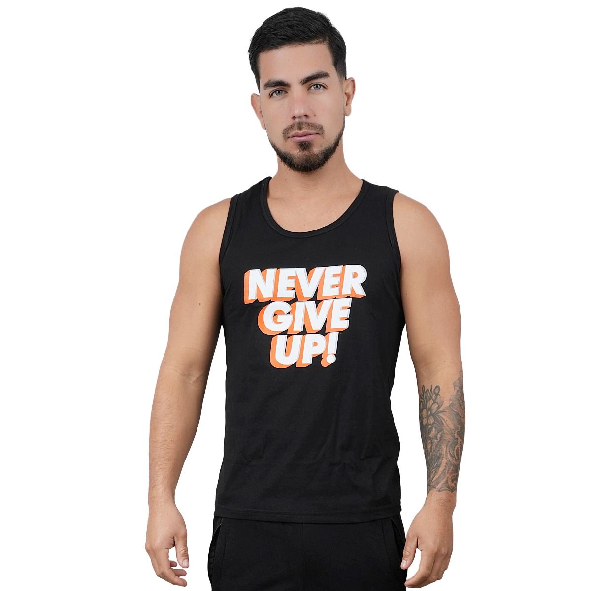 M MUSCLE MUSEUM - Bividi Deportivo Color Negro Never Give Up para Hombre