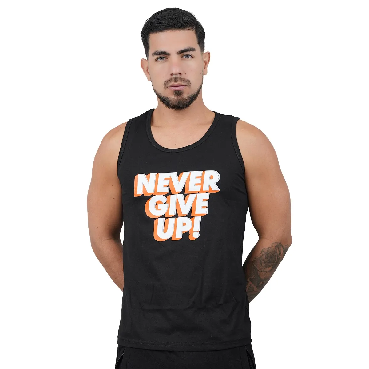 M MUSCLE MUSEUM - Bividi Deportivo Color Negro Never Give Up para Hombre