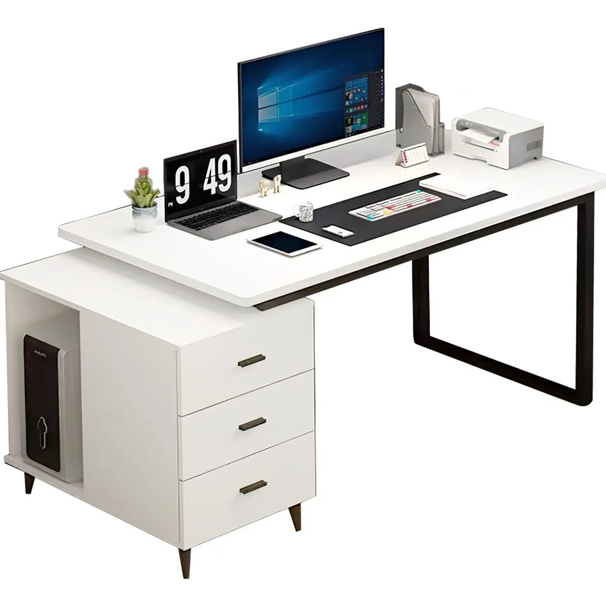 ANYHOGAR - Escritorio Con Cajonera Móvil 140cm Pata Metálica