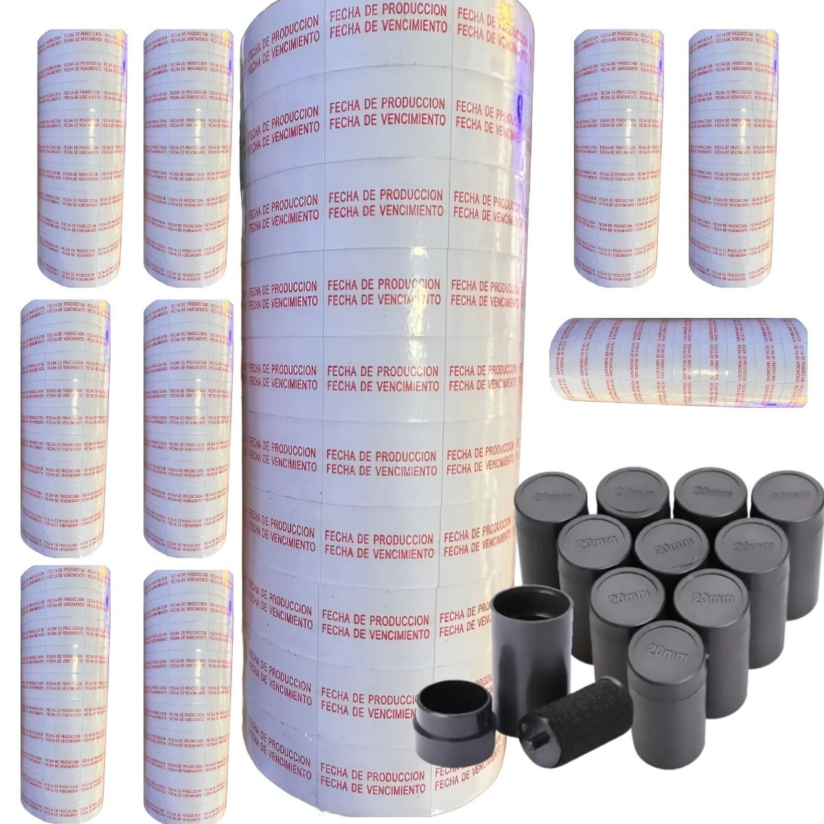 GENERICO - Etiquetas De Fecha Producción Vencimiento - Por 100 Rollos
