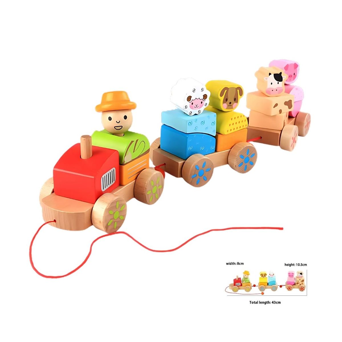 GENERICO - Juego Didáctico Tren con Animales de Madera para Niños