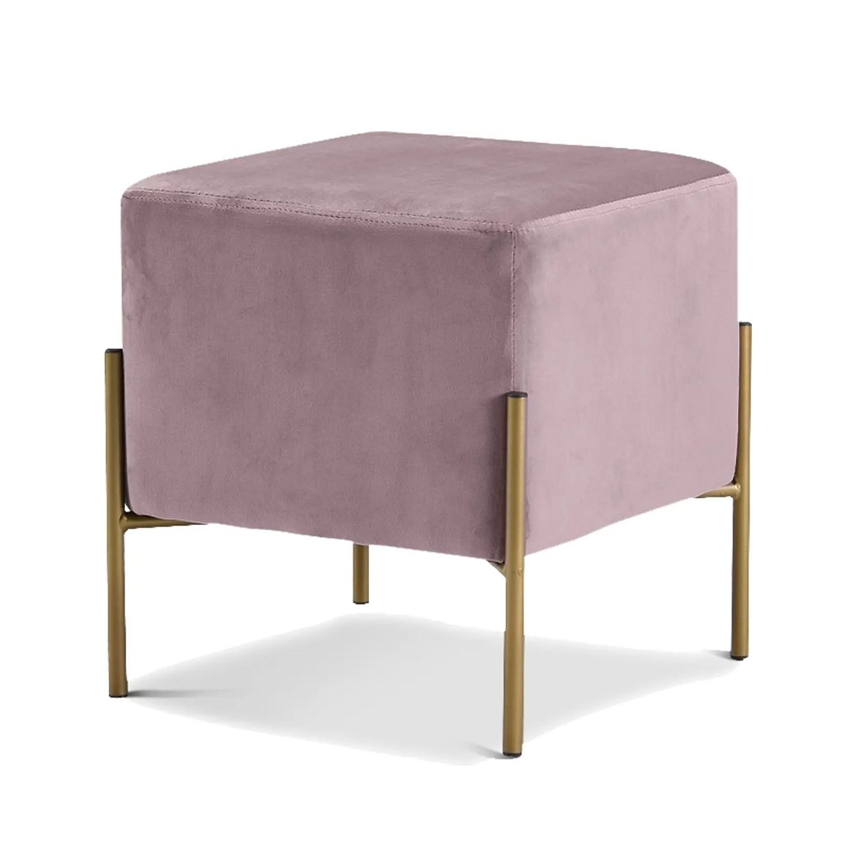 GENERICO - Puff Aurora Cuadrado con Base Metálica Palo Rosa
