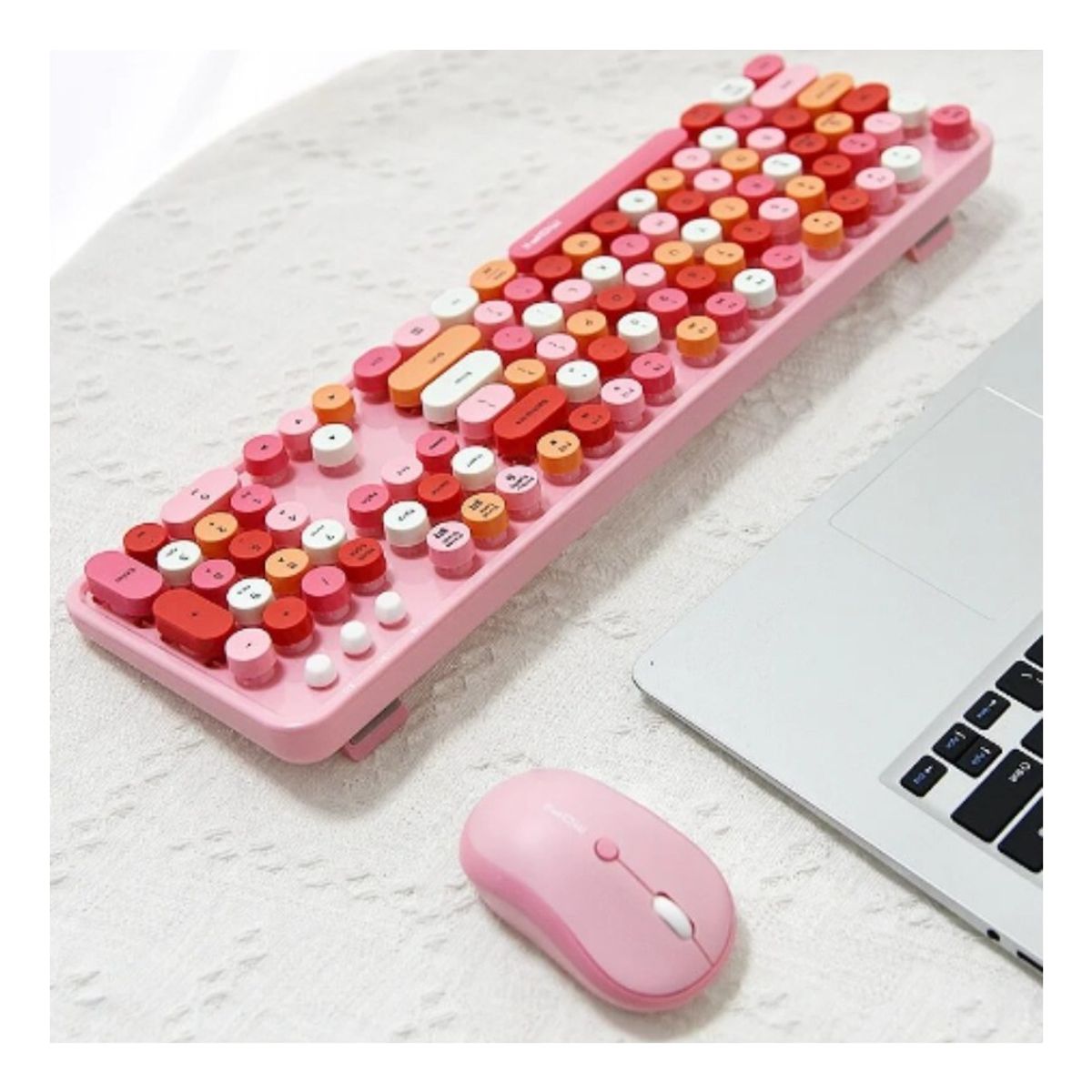 U BUY - Teclado + Mouse Inalámbrico Lapiz Labial Retro Mujer