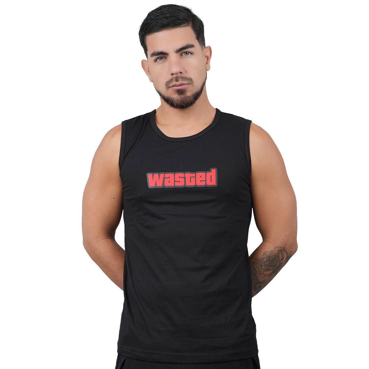 M MUSCLE MUSEUM - Polo Manga Cero Color Negro Wasted para Hombre