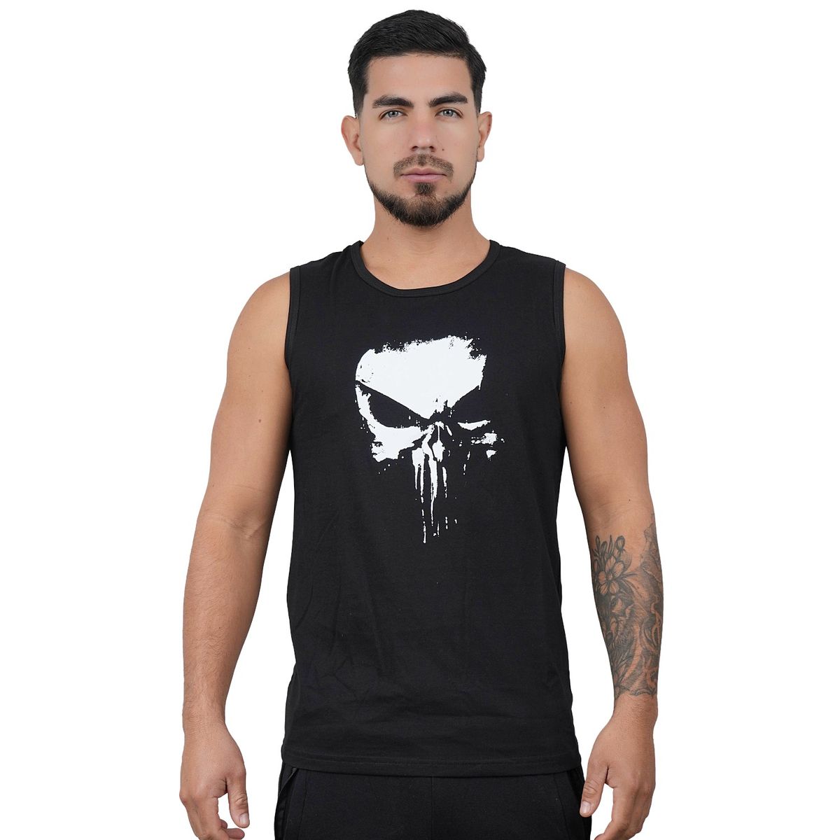 M MUSCLE MUSEUM - Polo Manga Cero Color Negro Punisher para Hombre