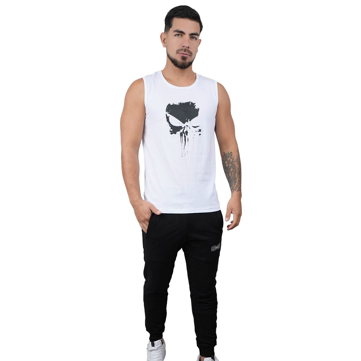 M MUSCLE MUSEUM - Polo Manga Cero Color Blanco Punisher para Hombre