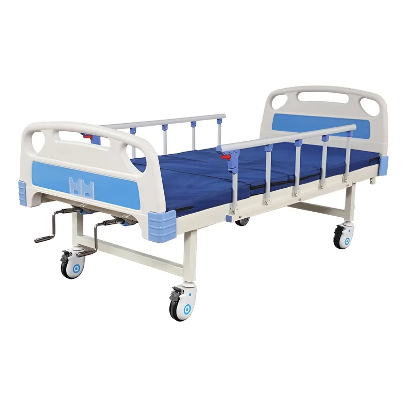 ANYHOGAR - Cama médica manual blanca + colchón azul