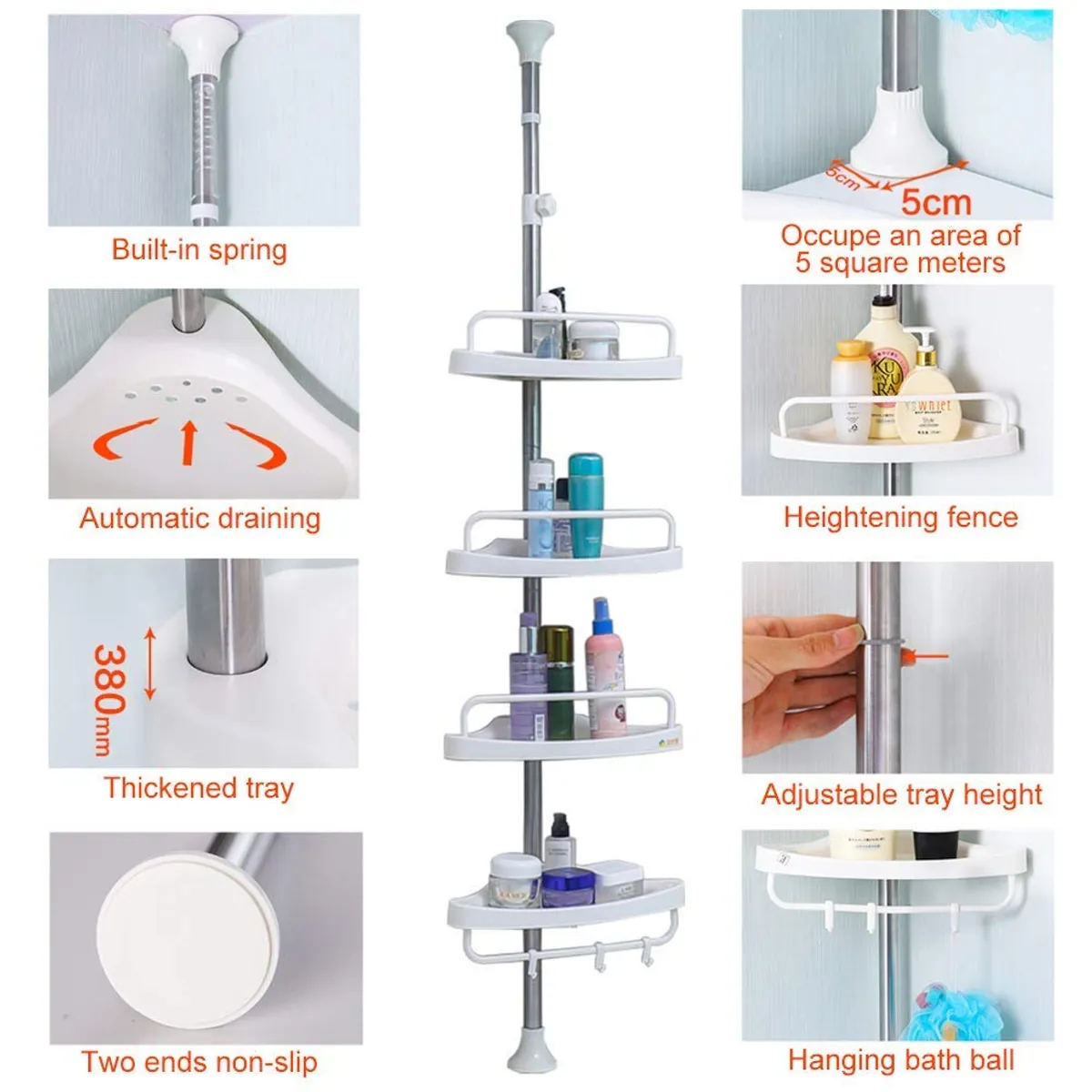 GENERICO - ESQUINERO BAÑO DUCHA ESTANTE 4 NIVELES ORGANIZADOR DE BAÑO PLEGABLE