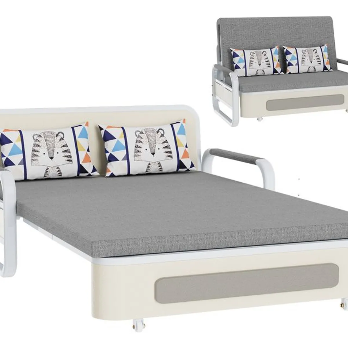 ANYHOGAR - Sofá Cama Plegable Gris aa