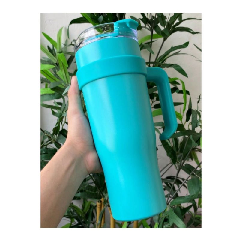 GENERICO - Vaso Térmico Tomatodo con Tapa y Cañita - Turquesa 1200Ml