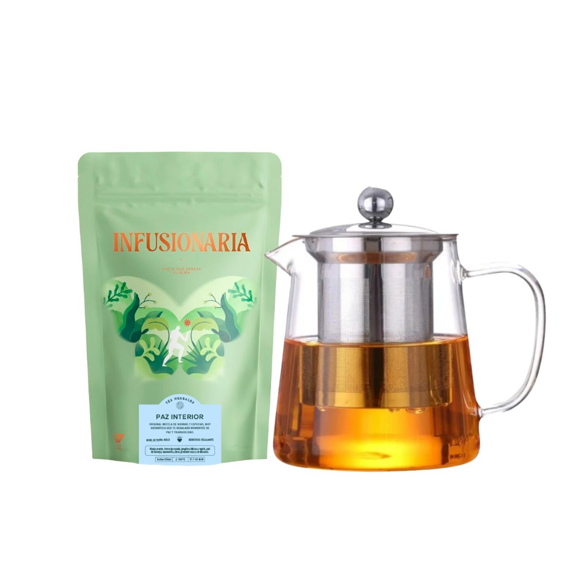 INFUSIONARIA - Pack Tetera Contemporánea + Infusión Herbal Relajante