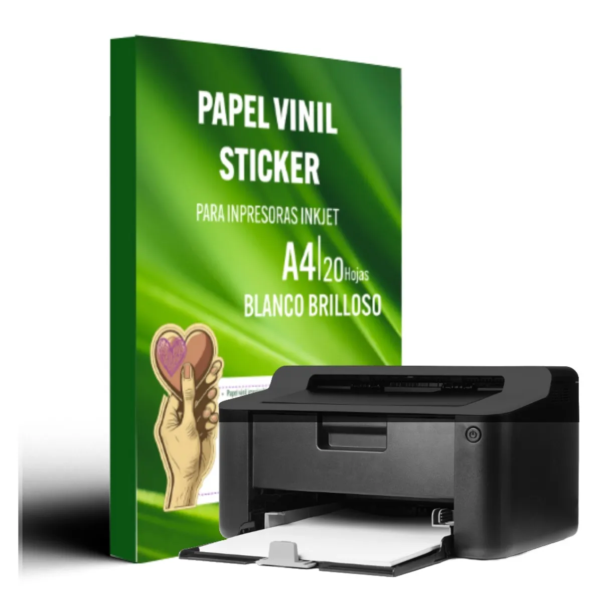 GENERICO - Vinil Adhesivo Sticker Imprimible Blanco Brilloso A4 X20H