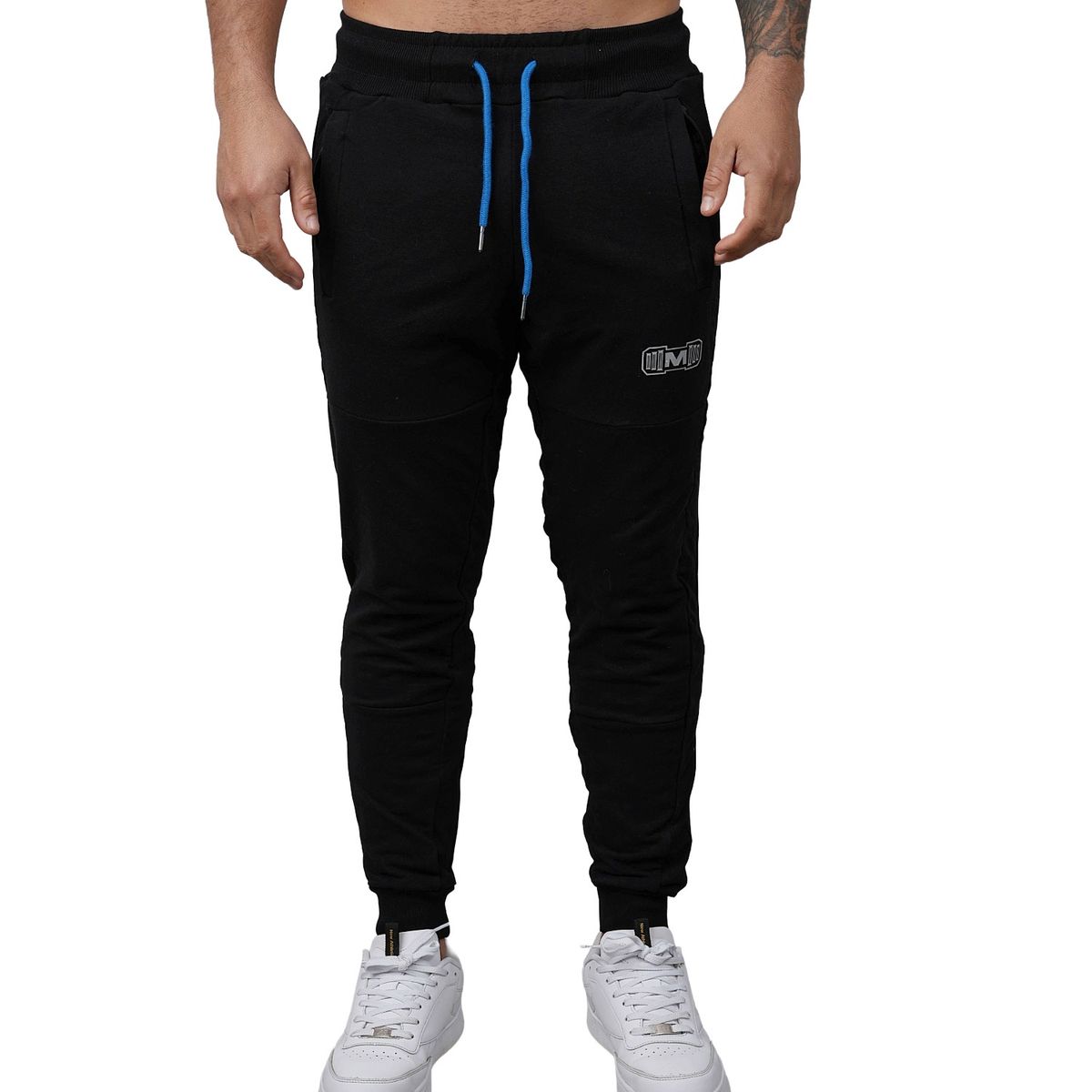 M MUSCLE MUSEUM - Jogger Deportivo Color Negro y Azul Bolsillos con Cierre para Hombre