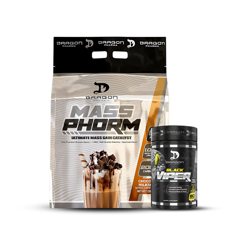DRAG PHARMA - MassPhorm 12 LB - Chocolate Milkshake + Black Viper 90 capsulas