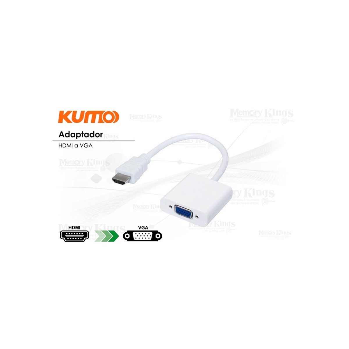 GENERICO - Adaptador HDMI a VGA KUMO para PC y Mac - Convierte señales digitales