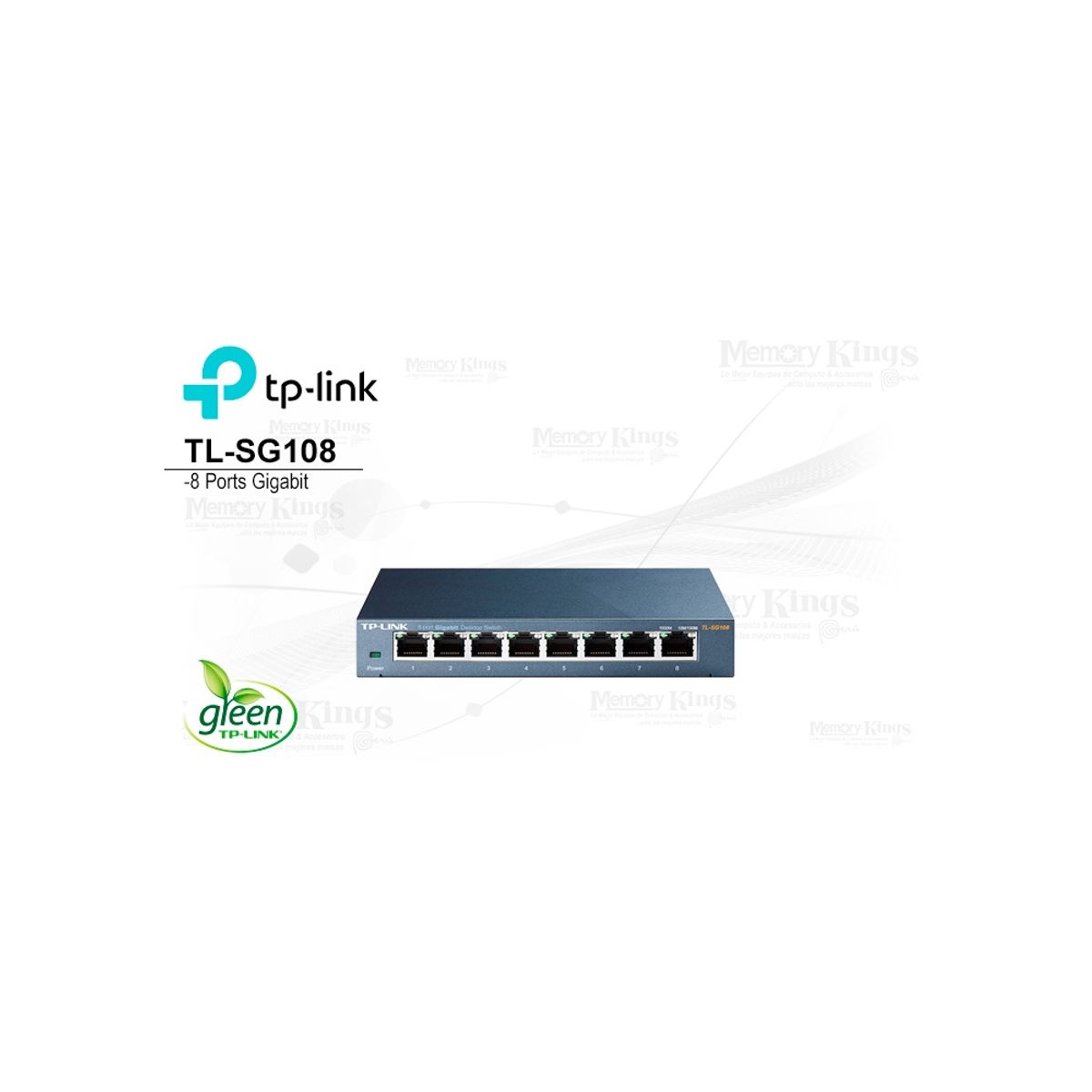 GENERICO - Conmutador TP-Link TL-SG108 de 8 puertos Gigabit metal ideal para r