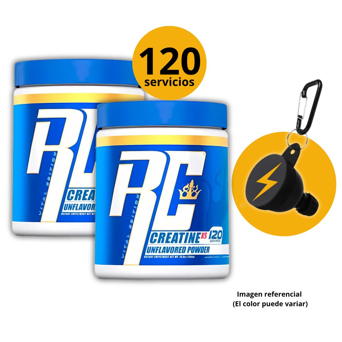 RONNIE COLEMAN - CREATINAS RC DE 300gr 2und CON PORTASUPLEMENTOS - CREATINAS MONOHIDRATADA