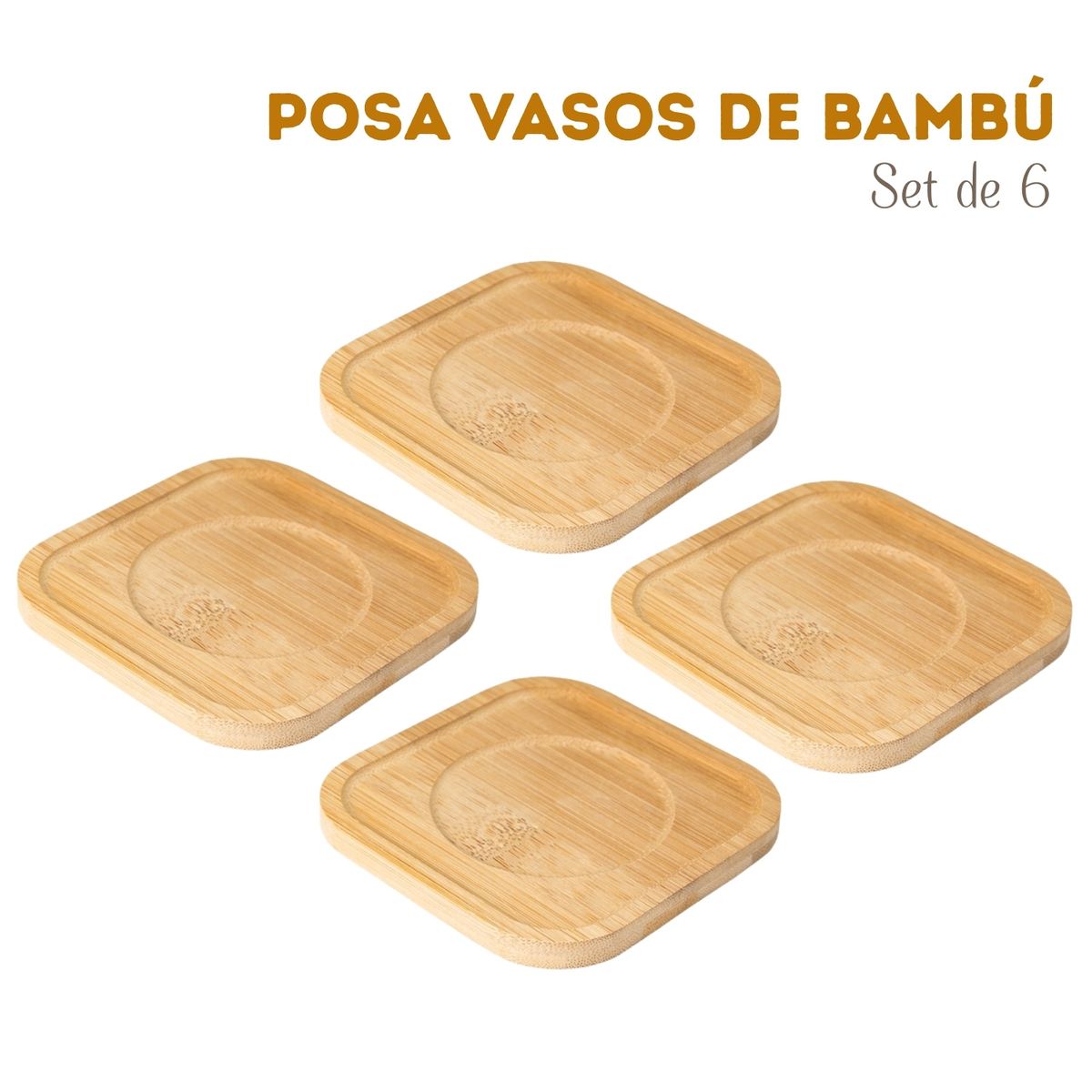 PENTHA - Posa Vasos Porta Vasos de Bambú 6 Unidades