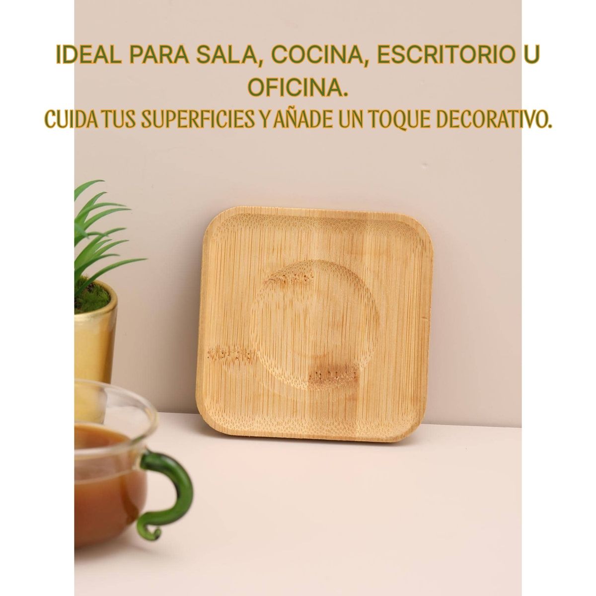 PENTHA - Posa Vasos Porta Vasos de Bambú 6 Unidades