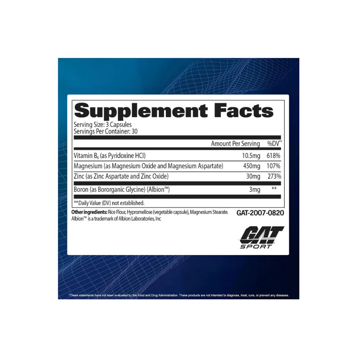 GAT - ZMA G -T GAT SPORT ZINC MAGNESIO 90 CAPSULAS