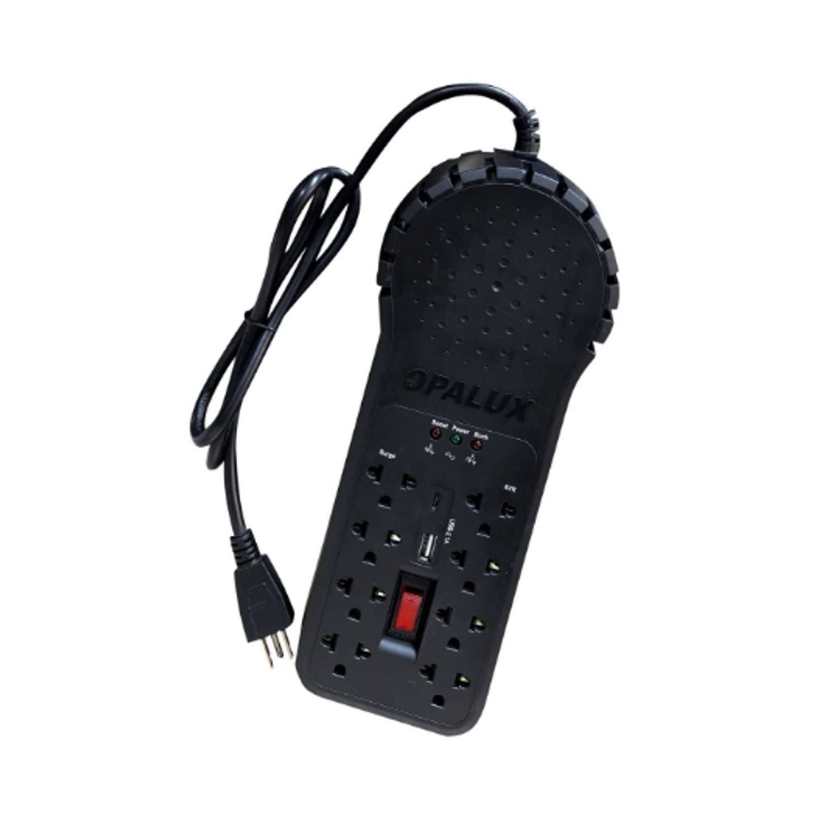 OPALUX - Estabilizador de Voltaje de 1200W 8 Salidas con USB OP-8R2000V OPALUX