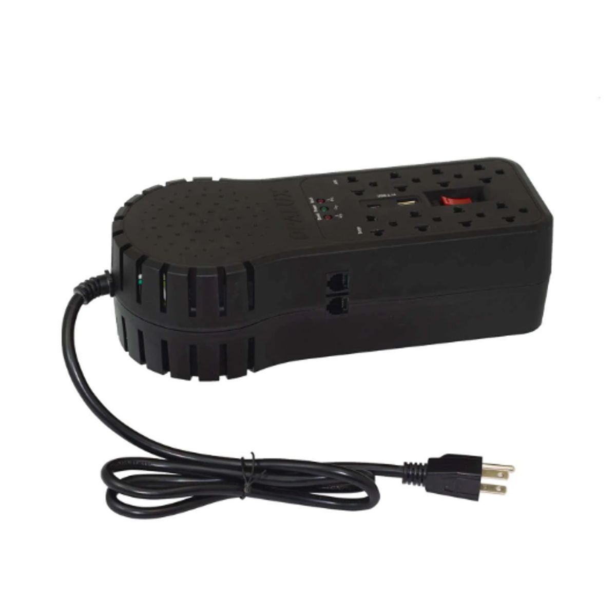 OPALUX - Estabilizador de Voltaje de 1200W 8 Salidas con USB OP-8R2000V OPALUX