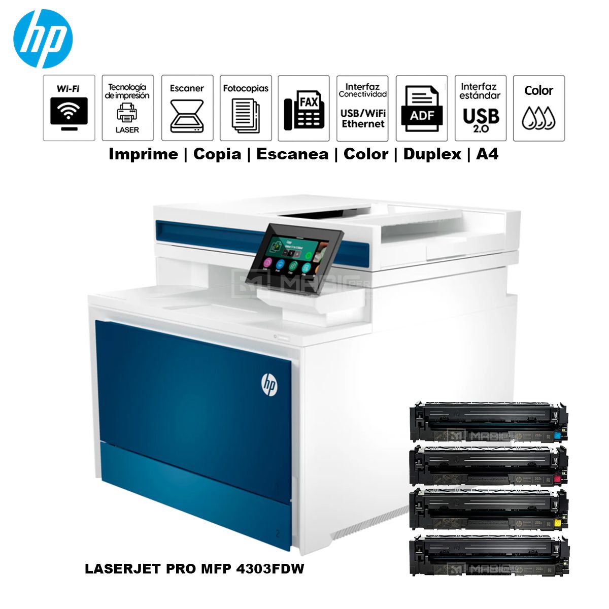HP - Impresora Multifuncional Hp Color LaserJet Pro 4303fdw Duplex Wifi ADF