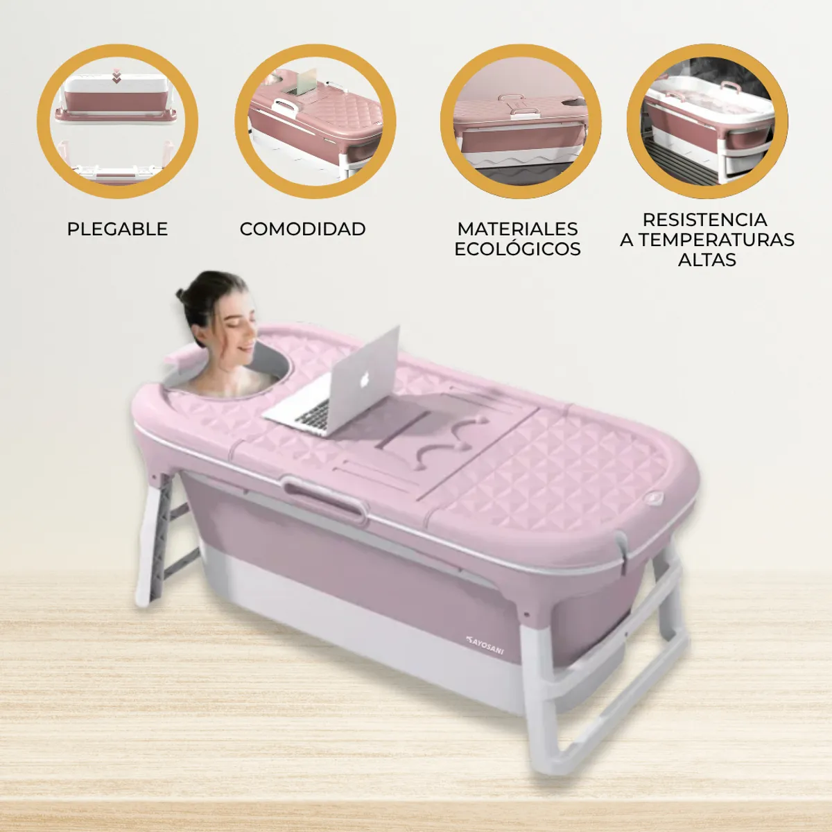 DOUX BEBE - Bañera Plegable para adultos «AGUAZEN» Pink