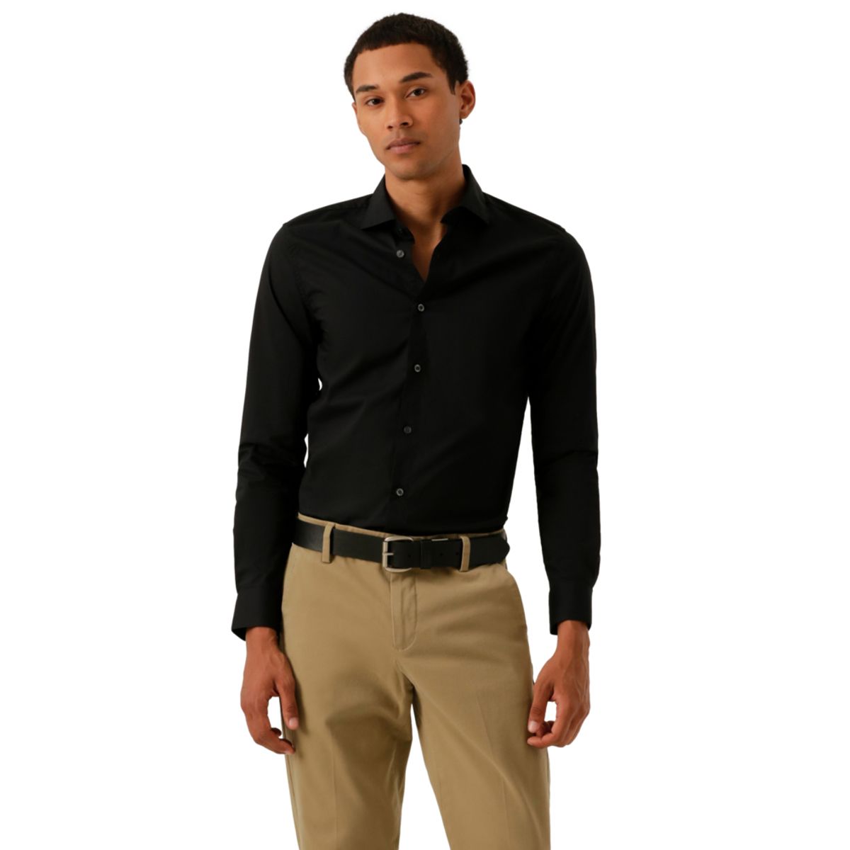DOCKERS - Camisa Hombre Crafted Shirt LS Slim Fit Negro Dockers