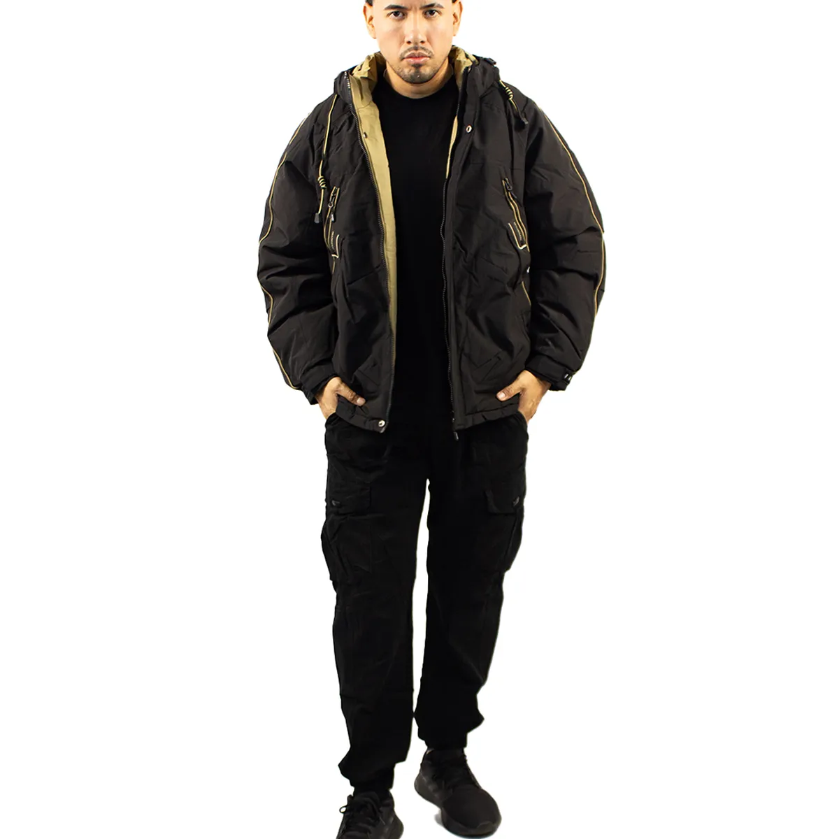 DM DEXMEN - Casaca Dexmen Acolchada Corte Negro