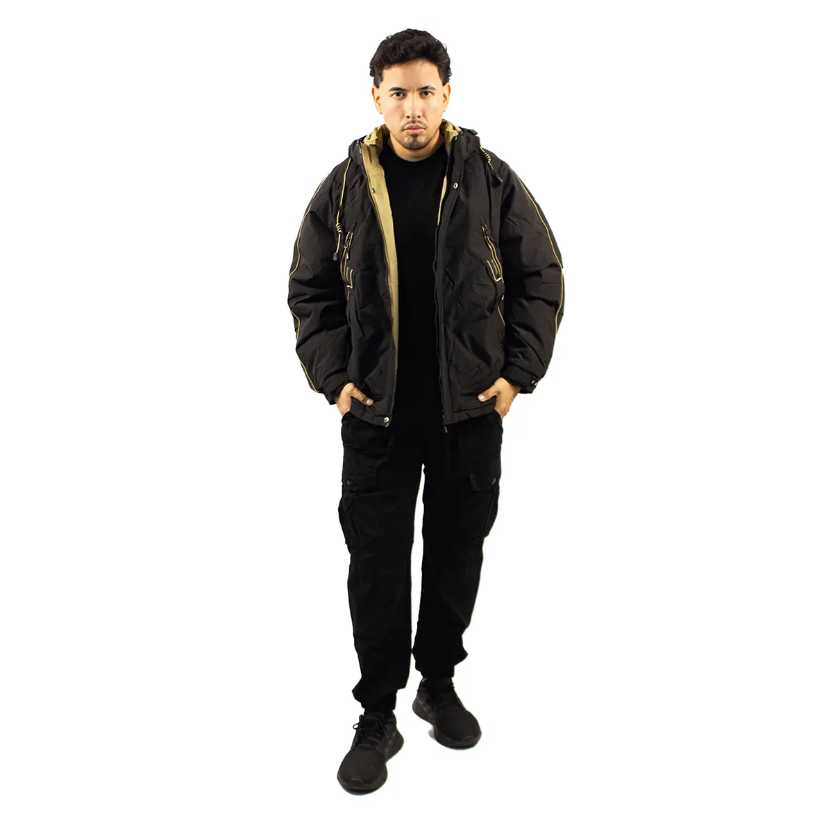 DM DEXMEN - Casaca Dexmen Acolchada Corte Negro