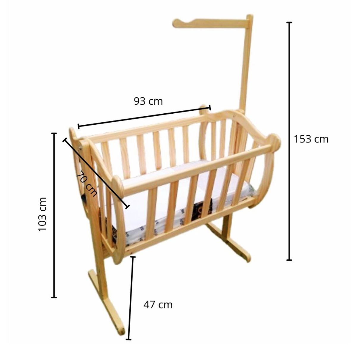 START FG - Moises para bebes con colchon en madera pino natural