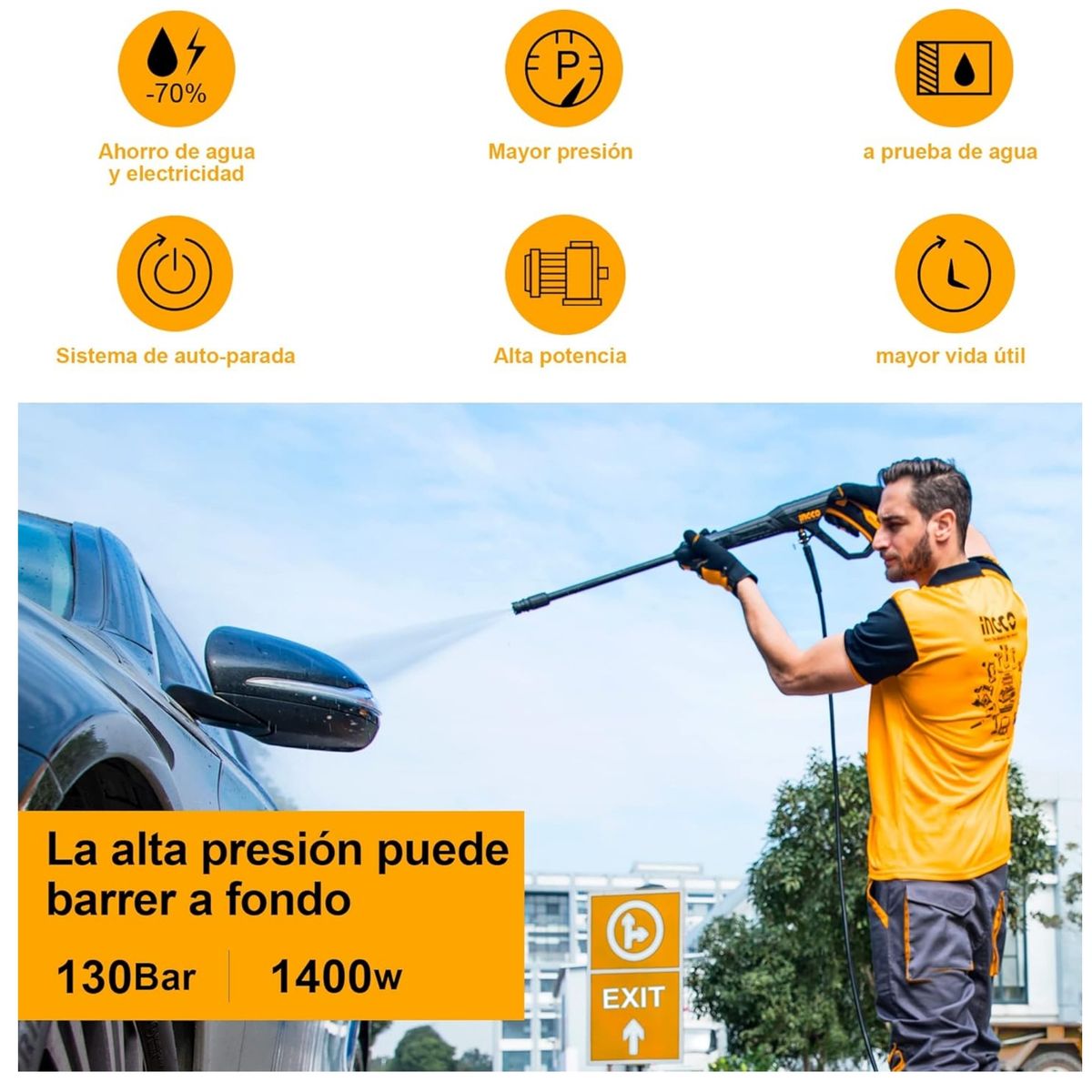 INGCO TOOLS - HIDROLAVADORA DE ALTA PRESION 1900 PSI INGCO HPWR14008