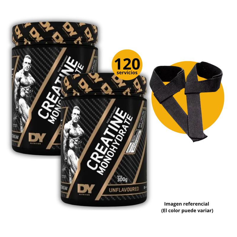 DORIAN YATES - CREATINAS DORIAN YATES DE 300gr 2und CON STRAPS - CREATINAS MONOHIDRATADA