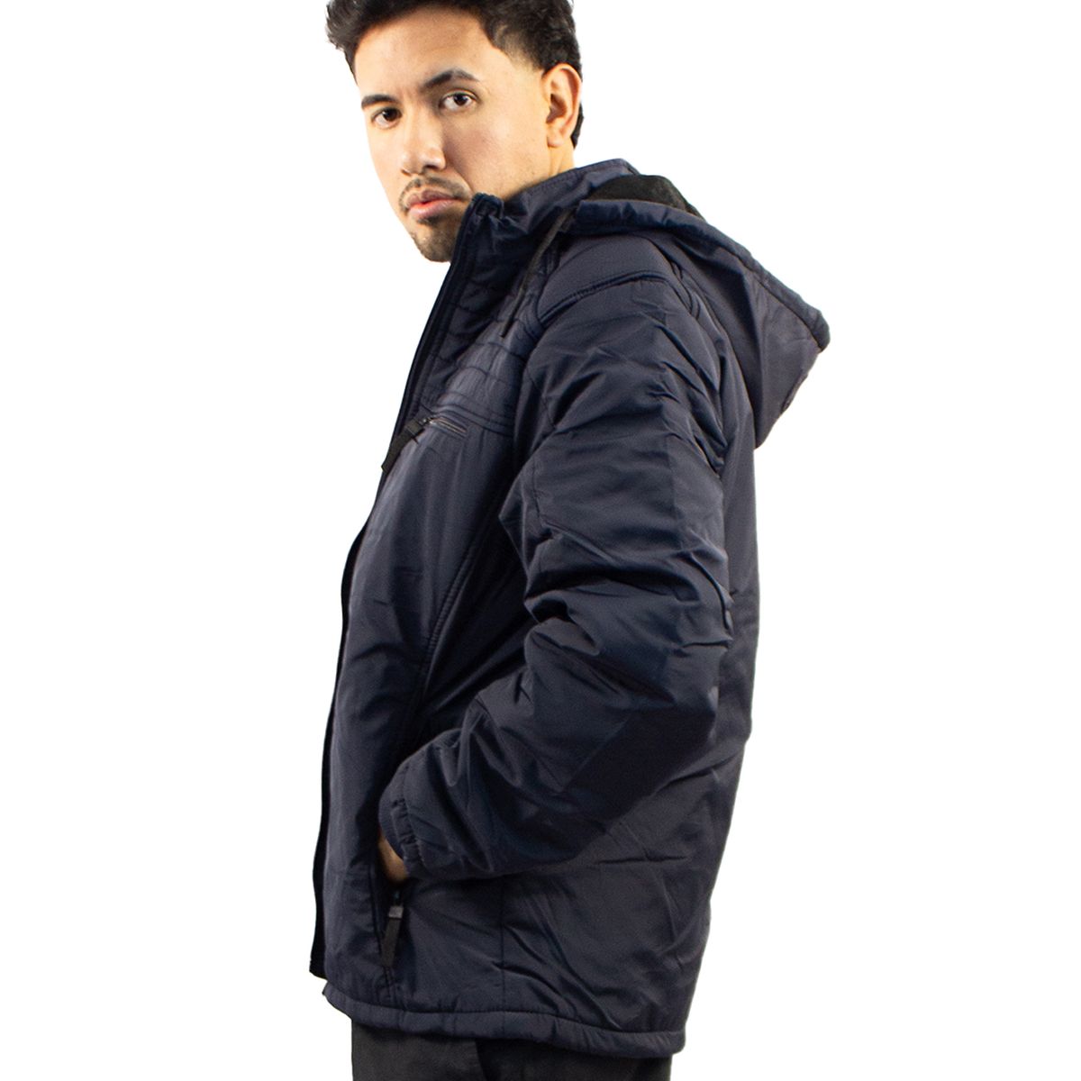 DM DEXMEN - Casaca Dexmen Capucha Rayas Azul