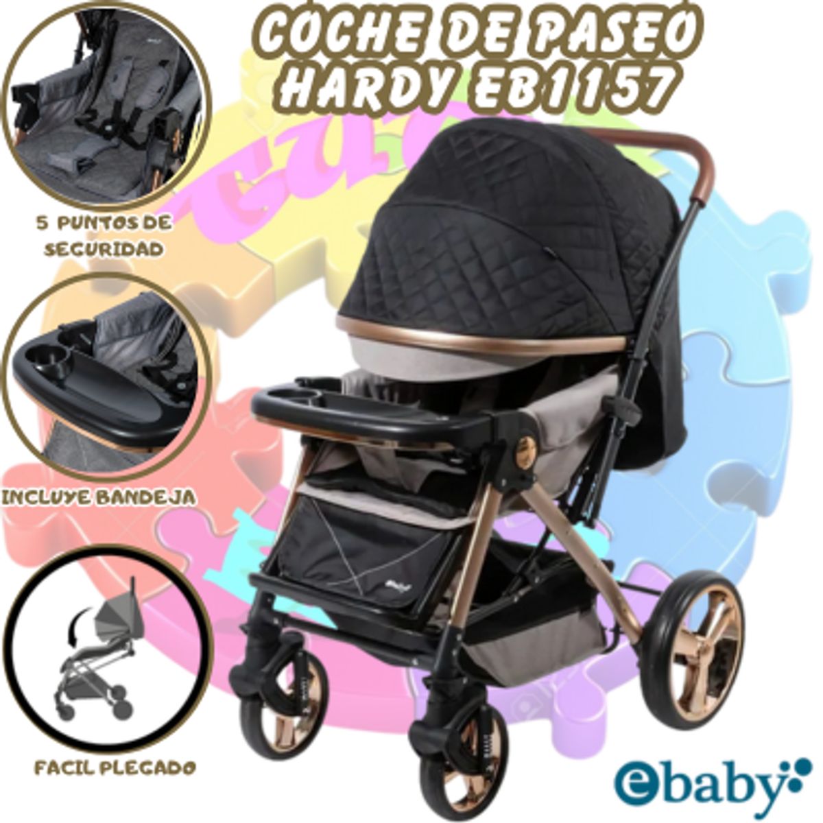 EBABY - NUEVO COCHE DE PASEO MANGO REVERSIBLE HARDY-BEIGE