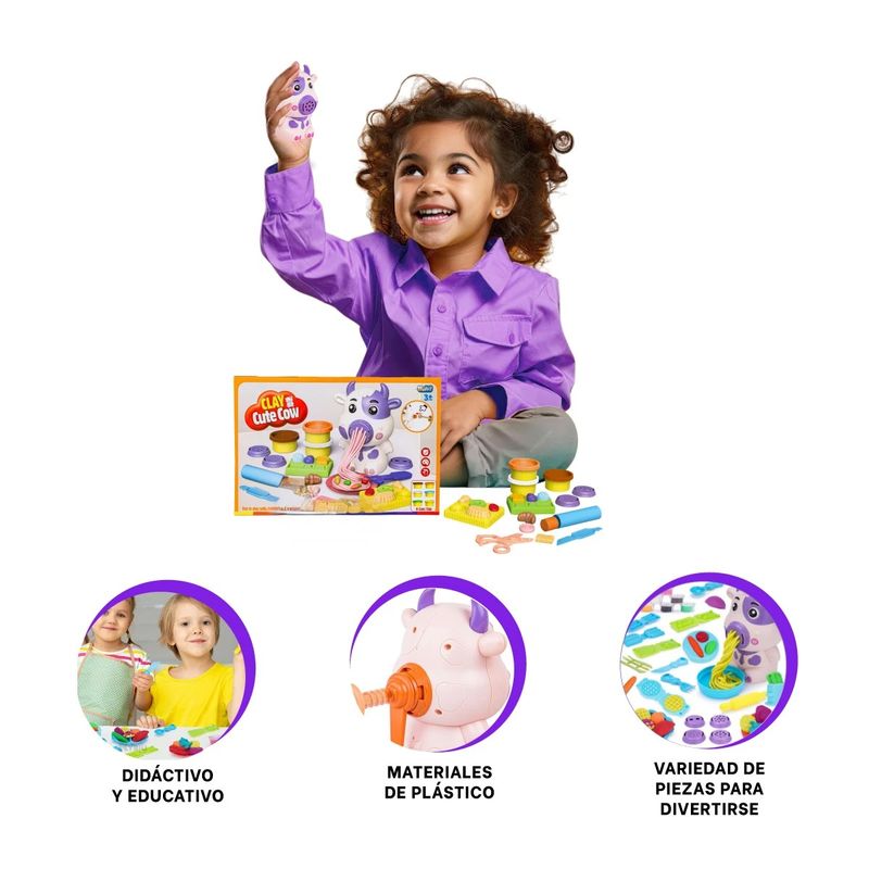 RYBIU IMPORT - Pack2 Plastilina con Accesorios Niños Vaca Y+Regalo Agendita