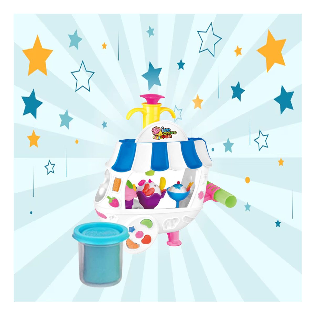 RYBIU IMPORT - Pack2 Carro de Masas Azul y Blanco Y+Banderitas Adhesivas