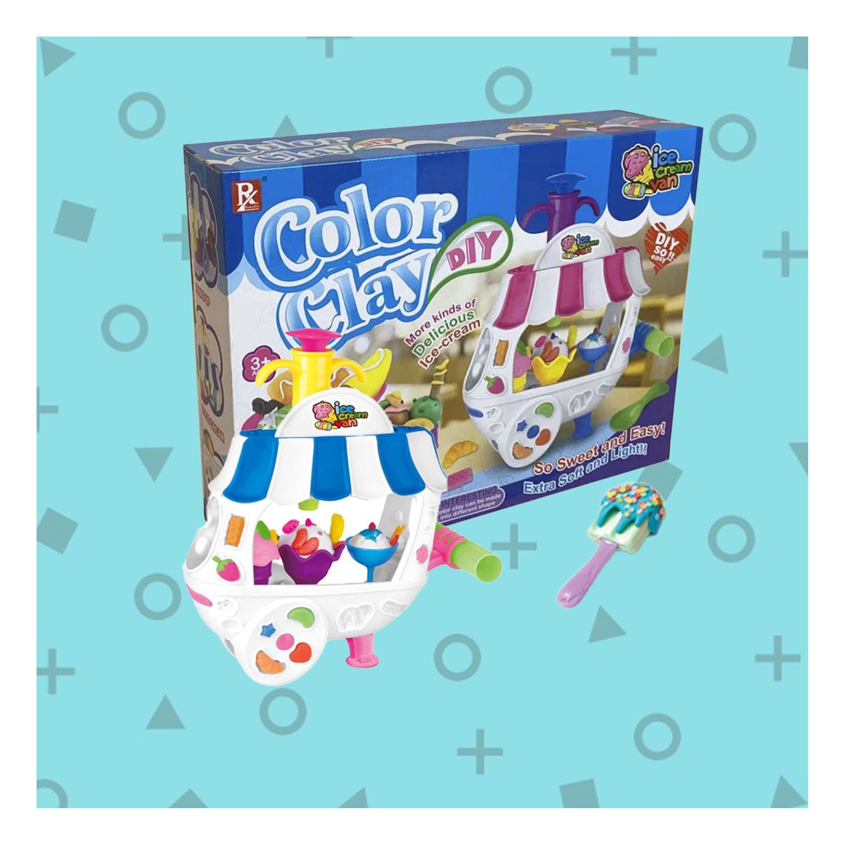 RYBIU IMPORT - Pack2 Coche Heladero en Azul y Blanco Y+Ligas de Regalo