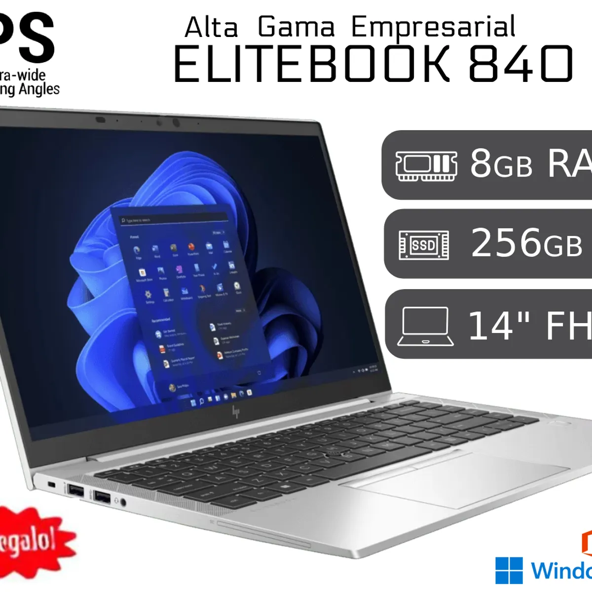 HP - Laptop HP ProBook 840 G8 i7 11va 8GB RAM 256GB SSD Reacondicionada Garantía 1 año + COOLER +CARGADOR