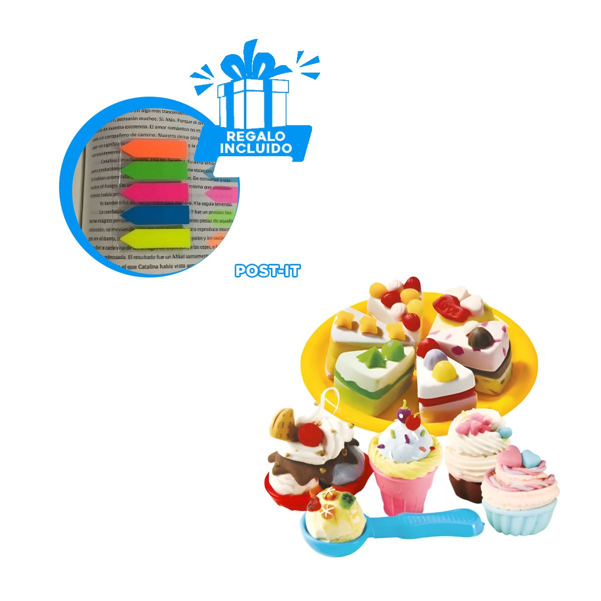 RYBIU IMPORT - Pastel de Plastilina en Juego Multicolor Y+Post-it Adhesivos