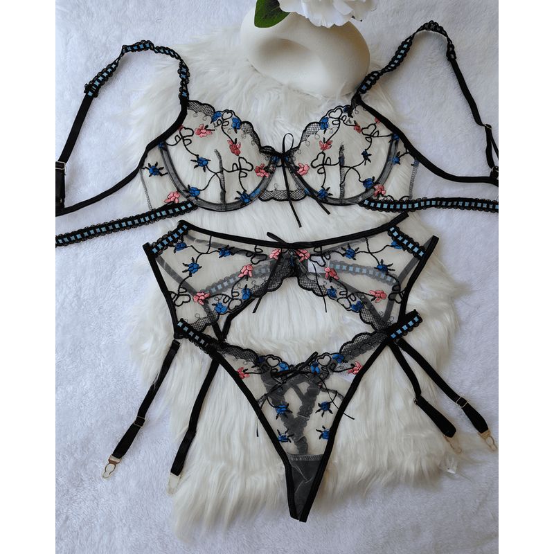 GENERICO - Set de Lencería negro para mujer talla M - ARIA