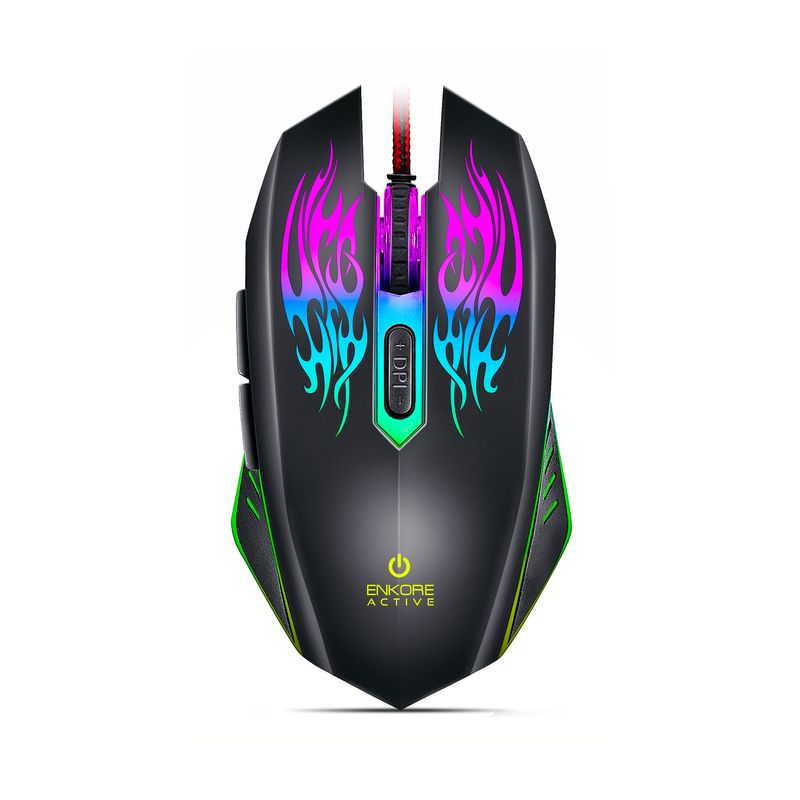ENKORE - Mouse Gamer 7LEDS 6B 3200DPI Alámbrico Negro Enkore Active EKM 300