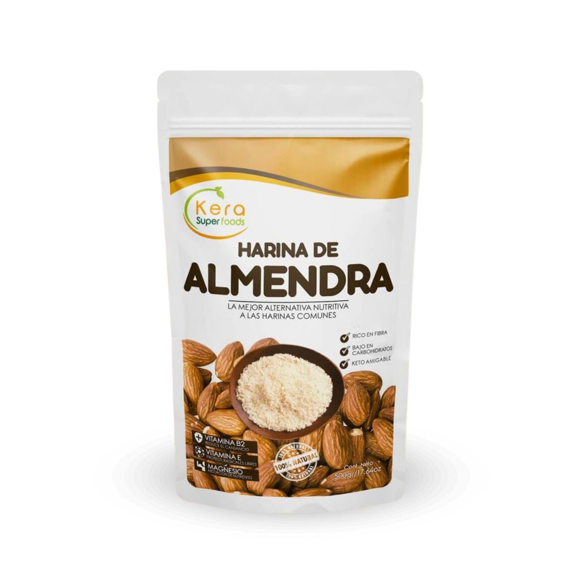 KERA SUPERFOODS - HARINA DE ALMENDRA SIN PIEL 500G - KERA SUPERFOODS