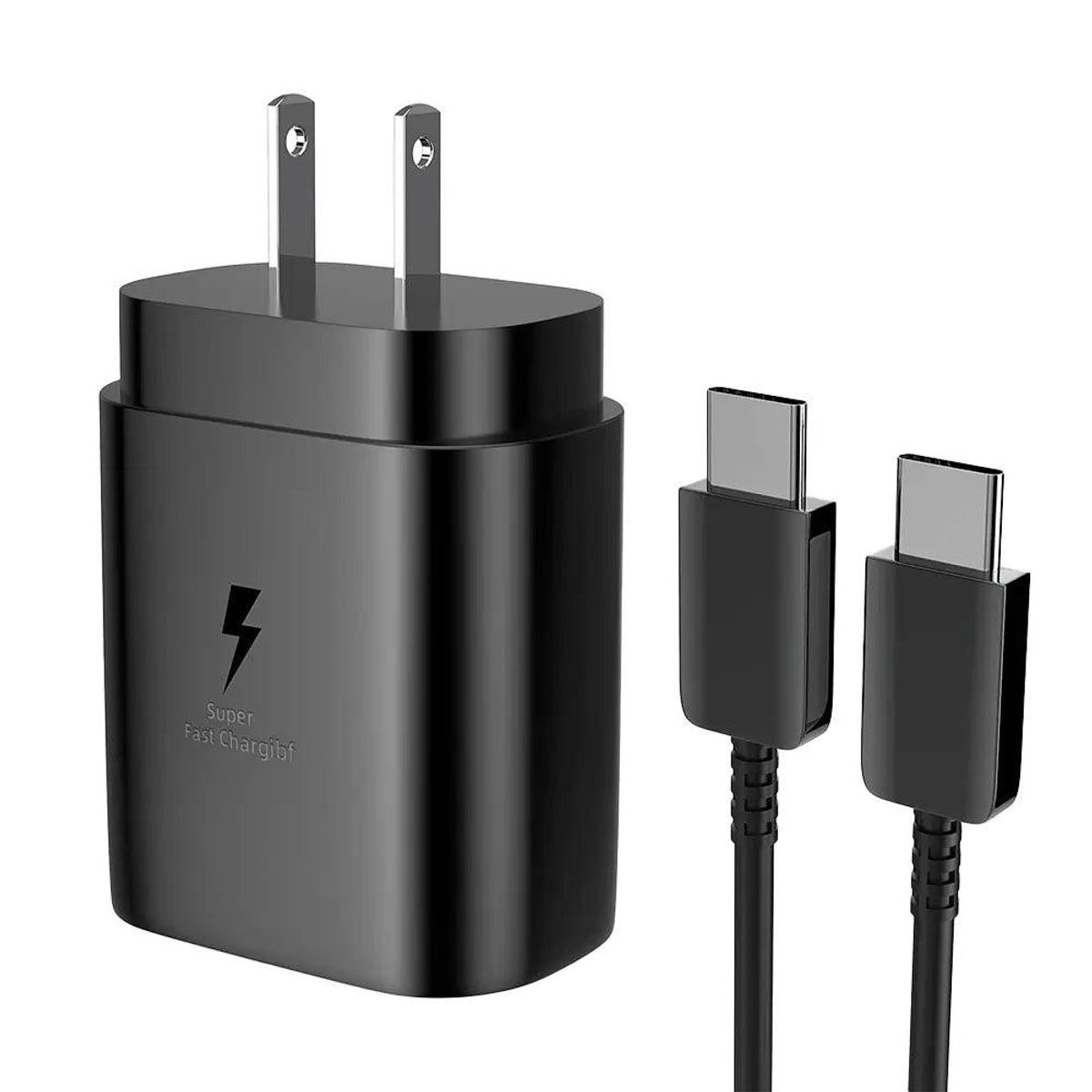 SAMSUNG - Cargador 25W Samsung USB C de Carga Rápida Original - NEGRO