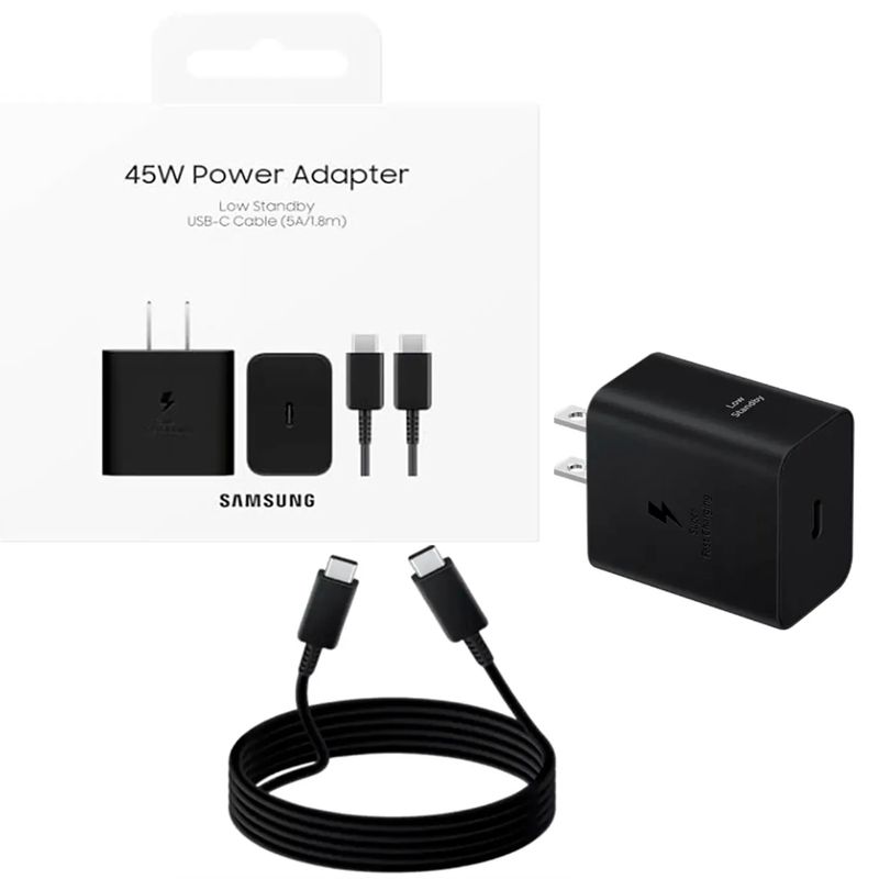 SAMSUNG - Cargador Samsung 45W Low Standby Cable C 5A 18cm Negro