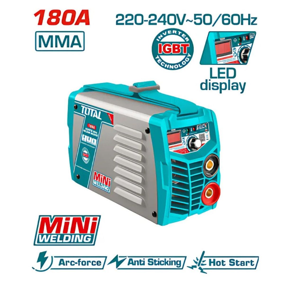 TOTAL TOOLS - Maquina Soldadora Inverter MMA 15-180A LCD - TW218016