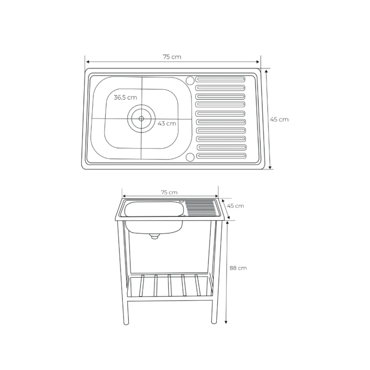 GENERICO - Lavadero de Acero Inoxidable Satinado con Escurridero