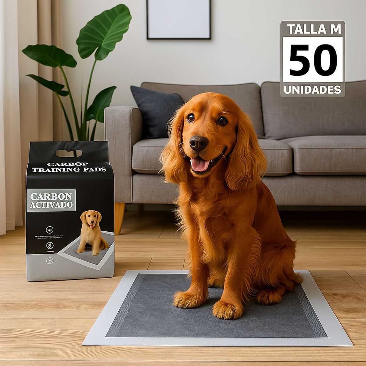 GENERICO - Pañal de Piso Carbón Activado - Talla M - 45 x 60 cm
