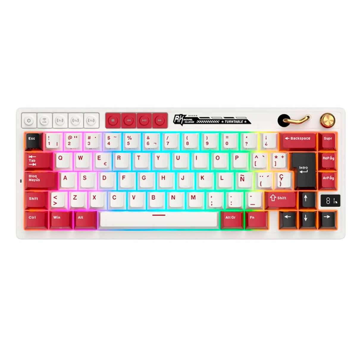 ROYAL KLUDGE - Teclado inalambrico Royal Kludge RK M65 FAMICOM  Creamy